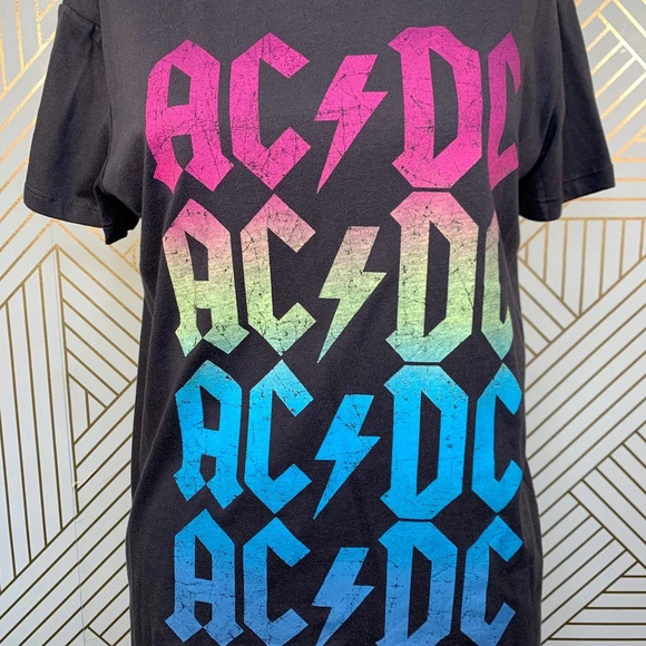 Chaser AC/DC Band Graphic Tee Shirt Gray Neon - Picture 3 of 9